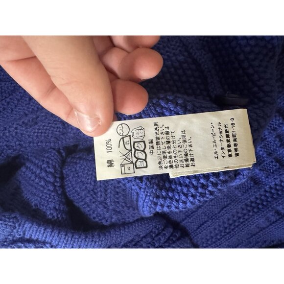 L.L. Bean Women's Cable Knit Button Down Cardigan Sweater Blue Size L CabinCore - Picture 11 of 13